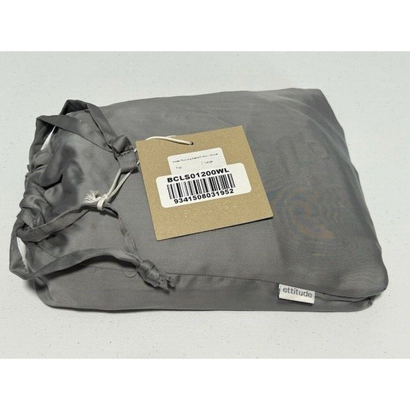 Ettitude Sateen Long Sleeve Pajama PJ Shirt Bamboo Button Front Gray Large NEW - Picture 9 of 10